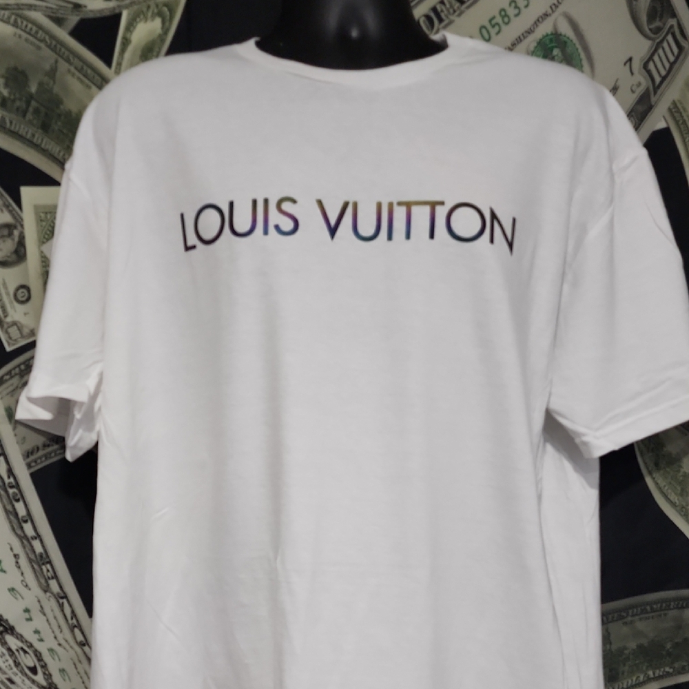 Louis Vuitton White T-Shirt with Iridescent Logo